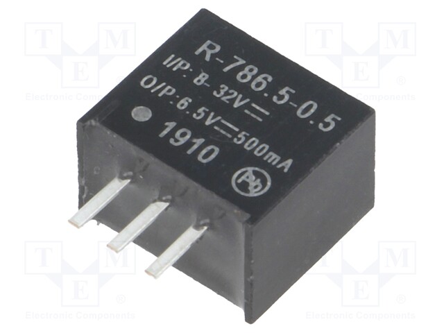 Converter: DC/DC; 3.25W; Uin: 8÷32V; Uout: 6.5VDC; Iout: 500mA; SIP3