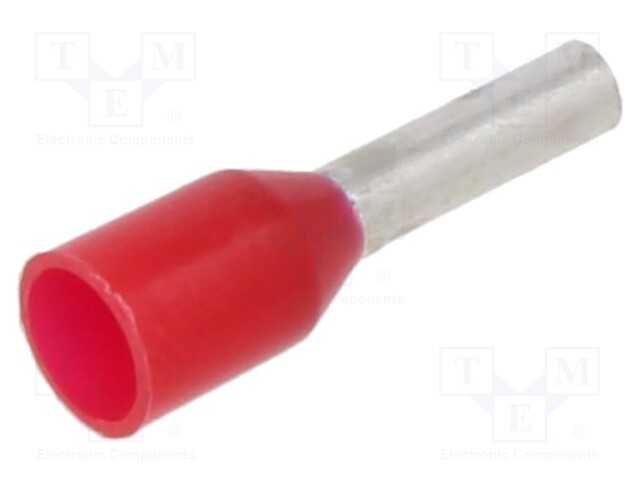 Tip: bootlace ferrule; insulated; copper; 1mm2; 6mm; tinned; red