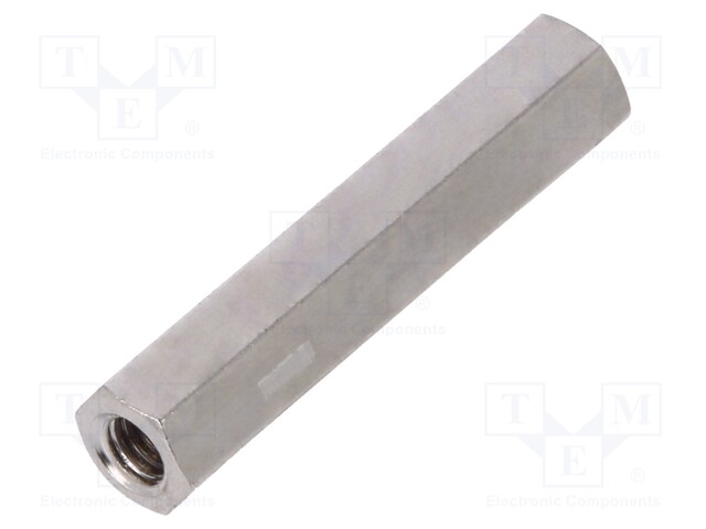 Screwed spacer sleeve; Int.thread: M2,5; 20mm; hexagonal; brass