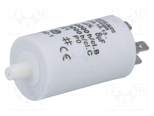 Capacitor: motors, run; 8uF; 425VAC; Ø32x55mm; -25÷85°C; ±5%