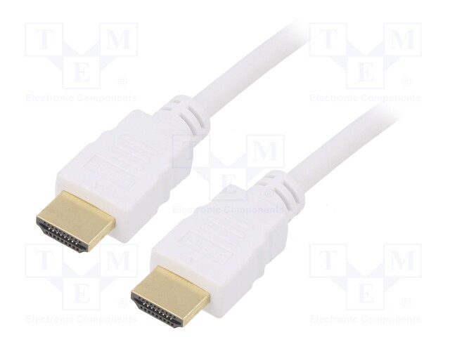 Cable; HDCP 2.2,HDMI 1.4; HDMI plug,both sides; PVC; 15m; white