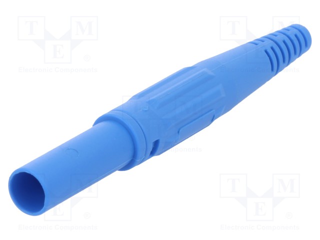 Plug; 4mm banana; 32A; 600V; blue; Plating: nickel plated