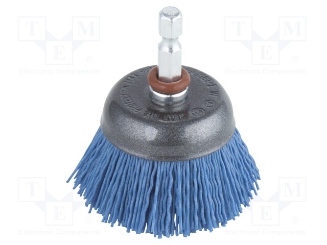 Cup brush; 45mm; Mounting: 1/4",hexagonal; V: wire; Plating: nylon