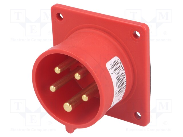 Connector: AC supply 3-phase; socket; male; 16A; 400VAC; IEC 60309