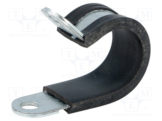 Fixing clamp; ØBundle : 21mm; W: 15mm; steel; Ømount.hole: 6.4mm