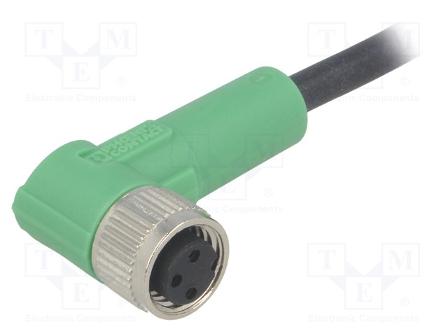 Connection lead; M8; PIN: 3; angled; 10m; plug; 60VAC; 4A; -25÷90°C