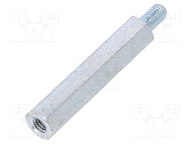 Screwed spacer sleeve; Int.thread: M4; 35mm; Ext.thread: M4; steel