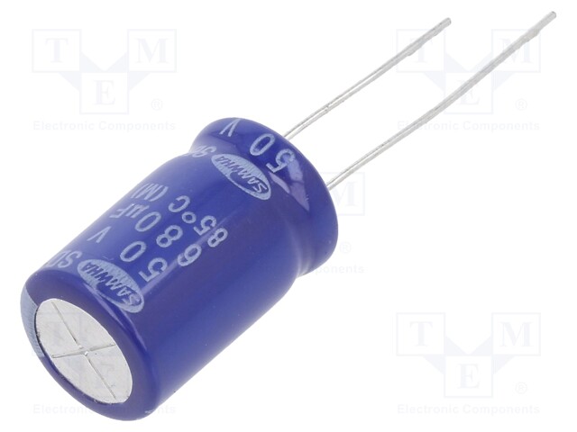 Capacitor: electrolytic; THT; 680uF; 50VDC; Ø12.5x20mm; ±20%; 2000h