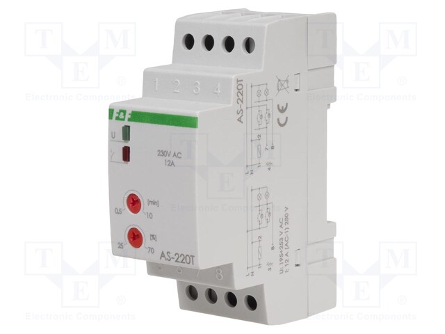 Staircase timer; for DIN rail mounting; 195÷253VAC; IP20; 12A