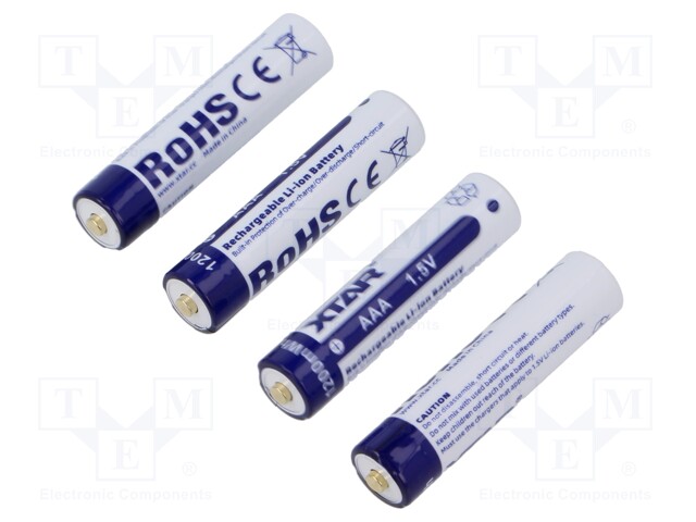 Re-battery: Li-Ion; 10440,AAA,R3; 1.5V; 750mAh; Ø10.3x44.5mm