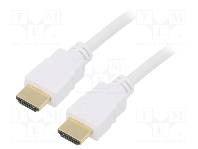 Cable; HDCP 2.2,HDMI 2.0; HDMI plug,both sides; PVC; 10m; white