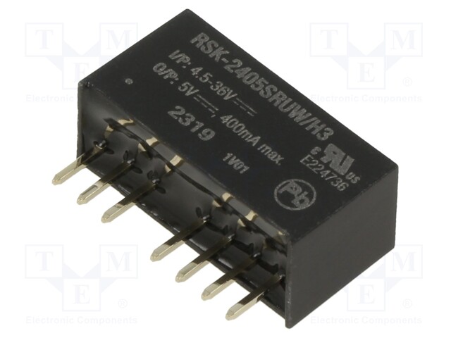 Converter: DC/DC; 2W; Uin: 4.5÷36V; Uout: 5VDC; Iout: 400mA; SIP8