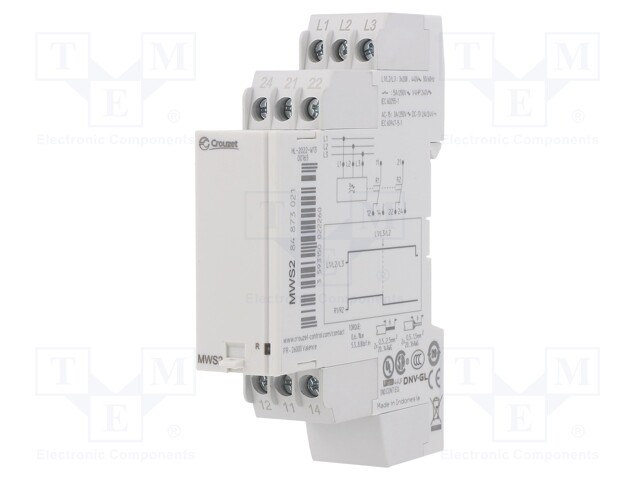Voltage monitoring relay; 250VAC/5A,24VDC/5A; DIN; -20÷50°C