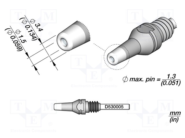 Tip: for desoldering irons; 3.4x1.5mm; JBC-DT530-A