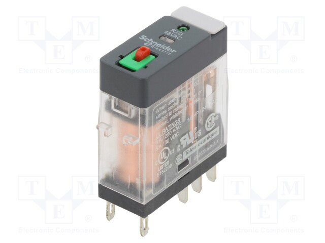 Power Relay, DPDT, 48 VAC, 5 A, Zelio RXG Series, Socket