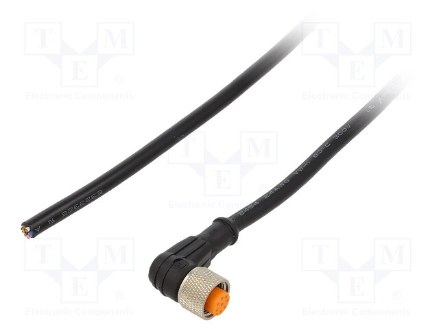 Connection lead; M12; PIN: 8; angled; 5m; plug; 30VAC; 2A; -25÷80°C