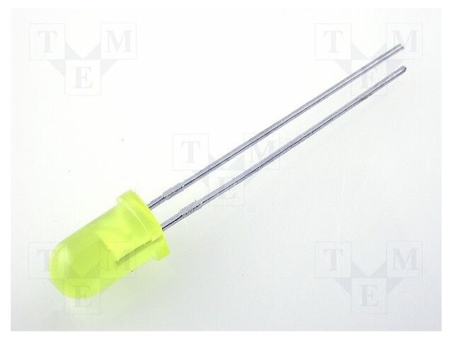 LED; 5mm; yellow; 650÷1200mcd; 30°; Front: convex