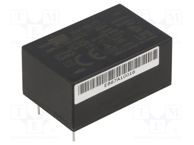 Power supply: switched-mode; modular; 2W; 12VDC; 33.7x22.2x15mm