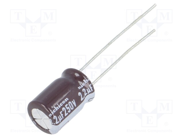 Capacitor: electrolytic; low impedance; THT; 2.2uF; 250VDC; ±20%