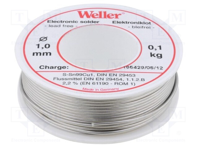 Soldering wire; Sn99Cu1; 1mm; 100g; lead free; Package: reel; 2.2%