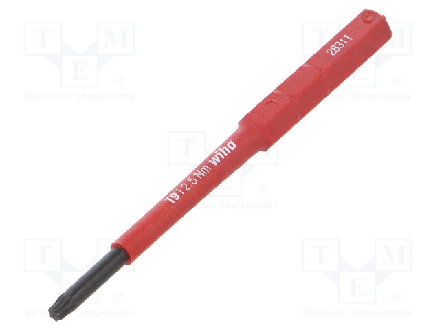 Screwdriver bit; Torx®; TX09; max.1.3Nm; 1kVAC; Overall len: 75mm