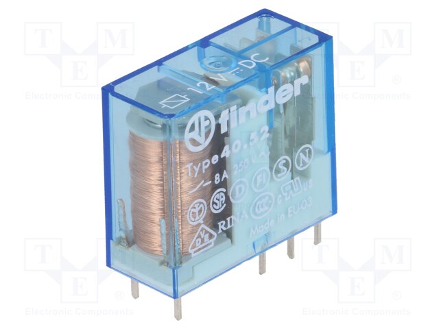 Relay: electromagnetic; DPDT; Ucoil: 12VDC; 8A/250VAC; 8A/30VDC