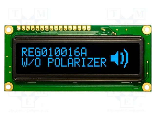 Display: OLED; graphical; 100x16; Window dimensions: 66x16mm; blue