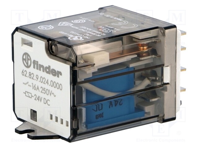 Relay: electromagnetic; DPDT; 24VDC; 16A; industrial; Series: 62.82