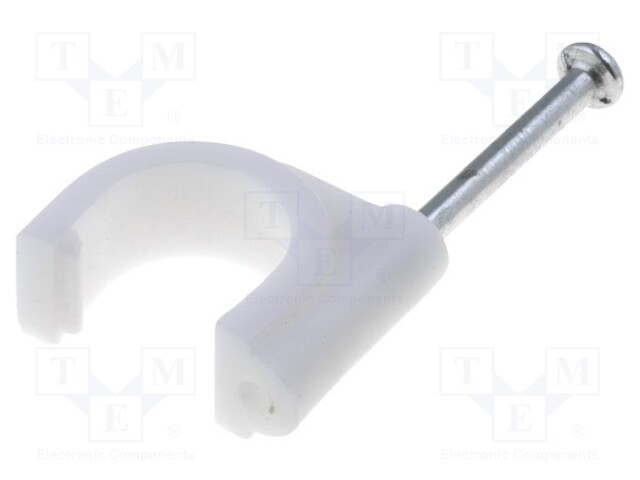 Holder; white; Application: on round cable; 100pcs; with a nail