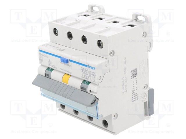 RCBO breaker; Inom: 25A; Ires: 30mA; Max surge current: 250A; DIN