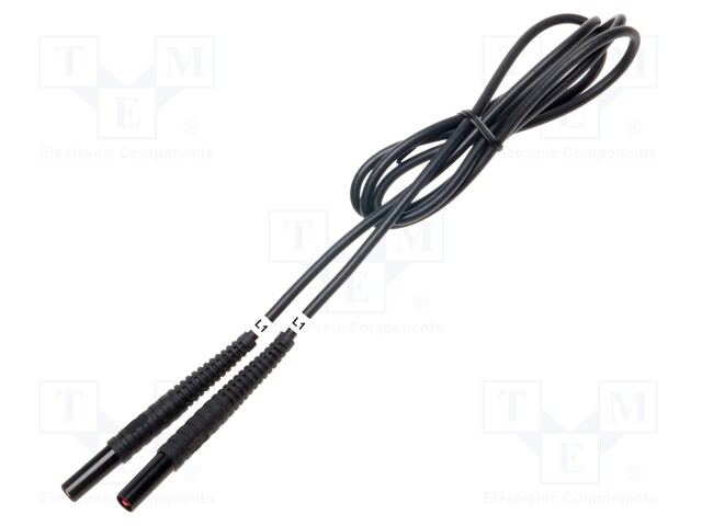 Test lead; banana plug-banana plug; insulated; Urated: 1kV; black