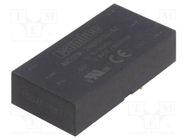 Converter: DC/DC; 20W; Uin: 9÷36V; 3.3VDC; Iout: 5A; 2"x1"; 24g