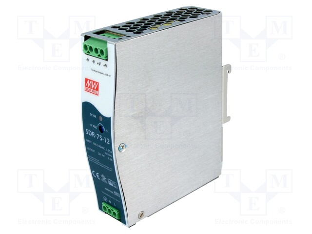 Power supply: switched-mode; 75.6W; 12VDC; 12÷14VDC; 6.3A; 510g