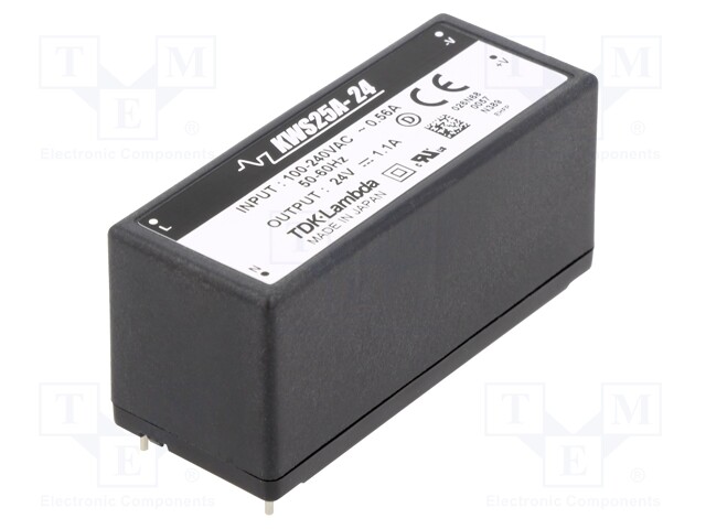 Converter: AC/DC; 26.4W; Uout: 24VDC; Iout: 1.1A; 86÷88%; 85÷265VAC