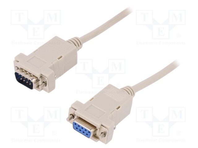 Cable; D-Sub 9pin socket,D-Sub 9pin plug; 2m; beige