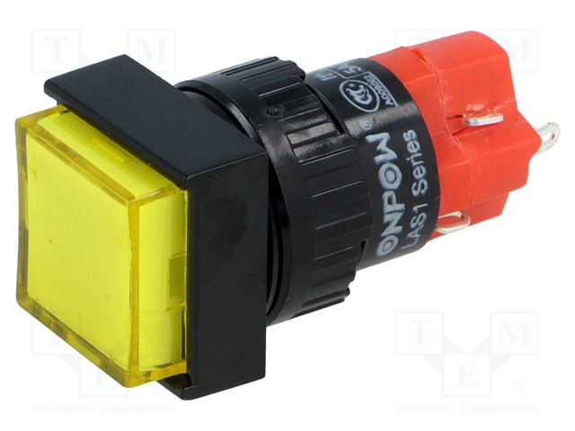 Switch: push-button; Pos: 2; SPDT; 3A/250VAC; 2A/24VDC; yellow; none