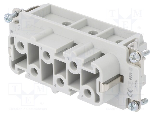 Connector: rectangular; female; Pitch: 77,5x27mm; 400V; 41A; PIN: 6