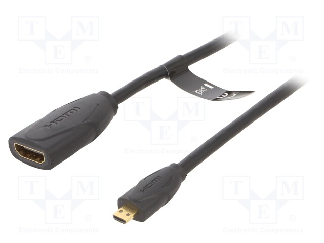 Cable; HDMI 2.0; HDMI socket,micro HDMI plug; 1m; black; 34AWG