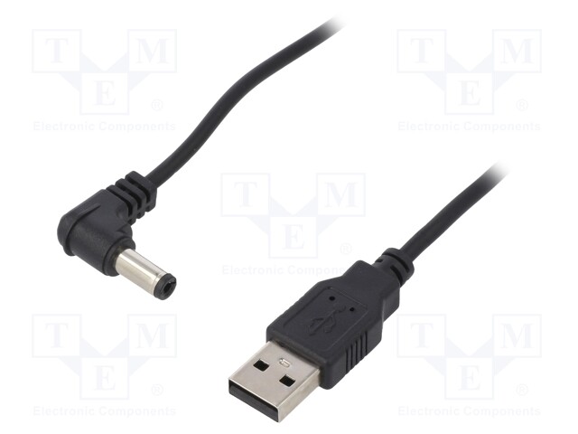 Cable; USB A plug,DC 5,5/2,5 plug; black; 1.5m; Core: Cu