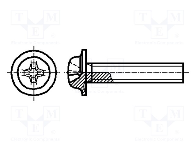 Screw; with flange; M3x3; Head: button; Phillips; steel; zinc; PH2