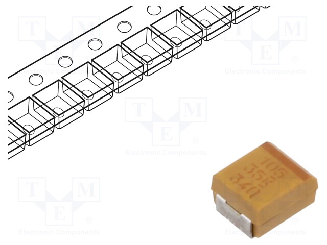 Surface Mount Tantalum Capacitor, 1 µF, 25 V, 1411 [3528 Metric], T491 Series, ± 10%, -55 °C