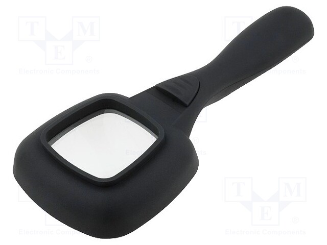 Hand magnifier; Mag: x4; 65x65mm; Illumin: LED