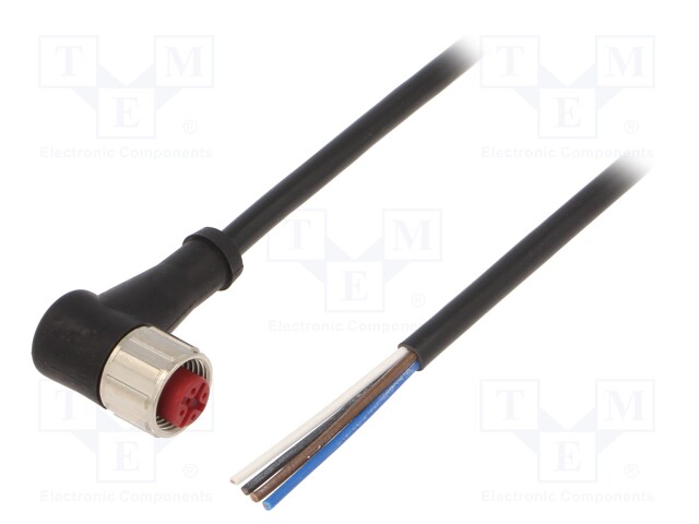 Connection lead; M12; PIN: 4; angled; 2m; plug; 250VAC; 4A; -25÷90°C