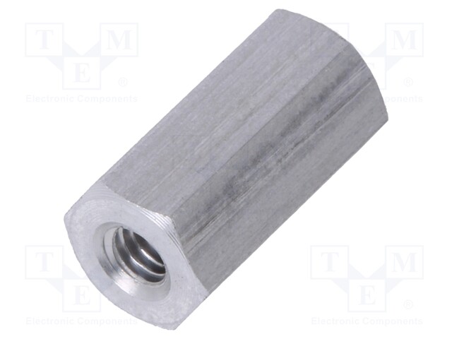 Screwed spacer sleeve; Int.thread: M2,5; 10mm; hexagonal