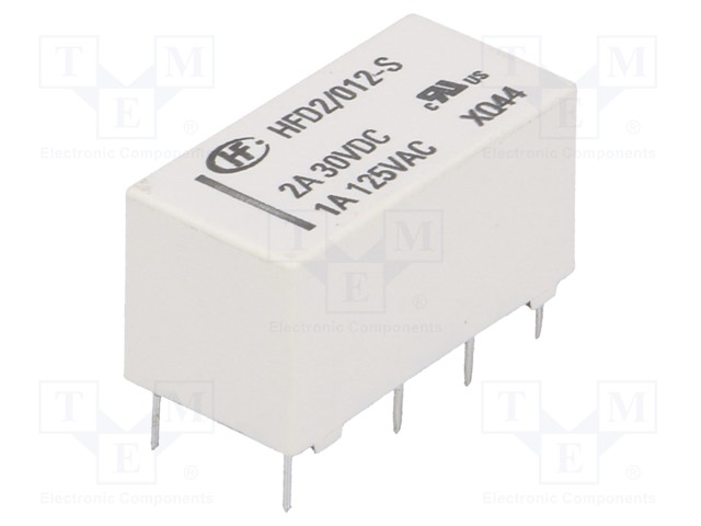 Relay: electromagnetic; DPDT; Ucoil: 12VDC; 1A/125VAC; 3A/30VDC; 3A