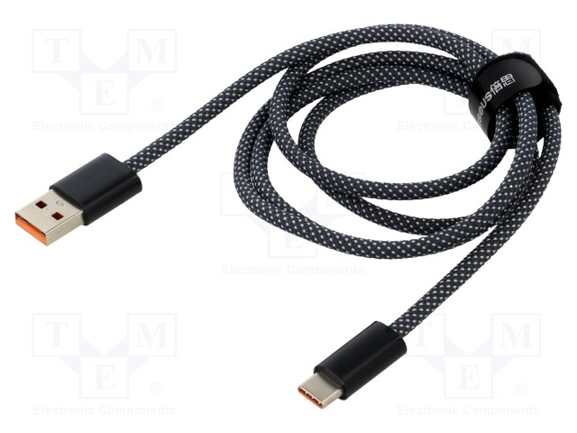 Cable; USB 2.0; USB A socket,USB C plug; 1m; grey (dark); 100W