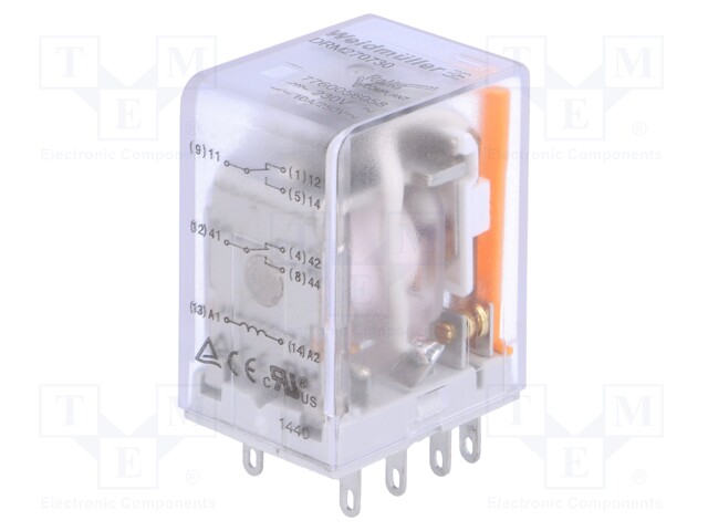 Relay: electromagnetic; DPDT; Ucoil: 230VAC; 10A/250VAC; 10A/24VDC