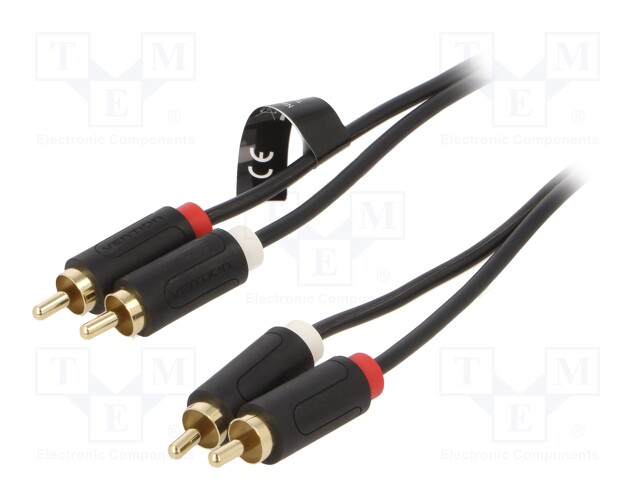 Cable; RCA plug x2,both sides; 1.5m; Plating: gold-plated; black