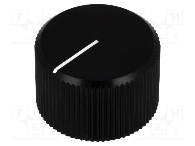 Knob; with pointer; aluminium; Shaft d: 6mm; Ø24x15mm; black