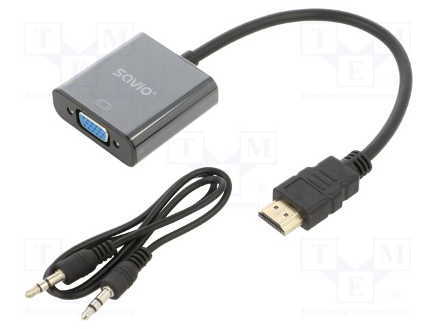 Converter; D-Sub 15pin HD socket,HDMI plug,Jack 3.5mm socket